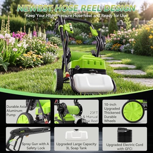 MAX 4800PSI 10" Wheels Electric Pressure Washer, 3LFoam Bottle Professional - Image 6
