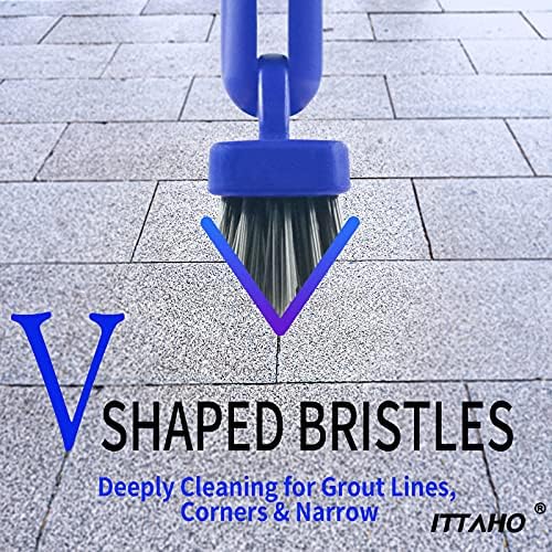 2 Pack Grout Brush with Long Handle, 56.5'' Swivel Grout Cleaning Brush,V-Shape Grout Scrub Brush, Extendable Handle Grout Cleaner Brush for Tile Floors，Bathroom,Baseboard,Shower,Corner - Image 3