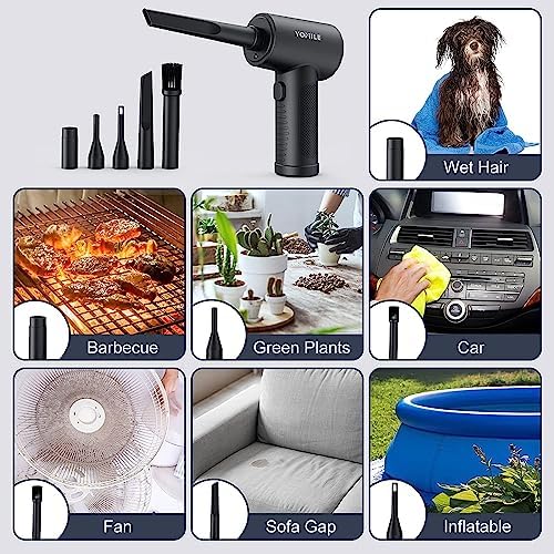 Compressed air Duster, Yomile 2 in 1 120000RPM Cordless Air Duster with 7600mAh Battery Dust Blower for Keyboard Cleaner,Rechargeable Air Blower - Image 6