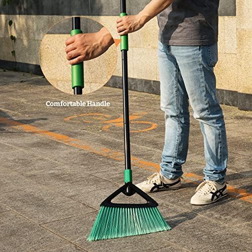 Eyliden Angle Broom with 57" Long Handle, Outdoor Indoor, Green - Image 4