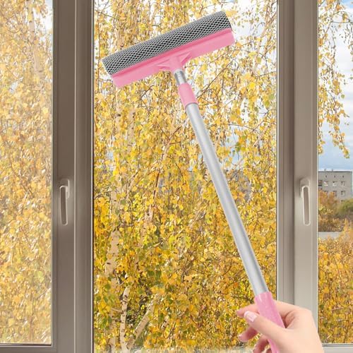 Window Cleaner Squeegee Water Absorbent Glass Door Scrubber Ergonomic Handle Cleaning Wiper for Bathroom Kitchen Balcony Home Window Cleaning Tool 33.85 in - Image 2