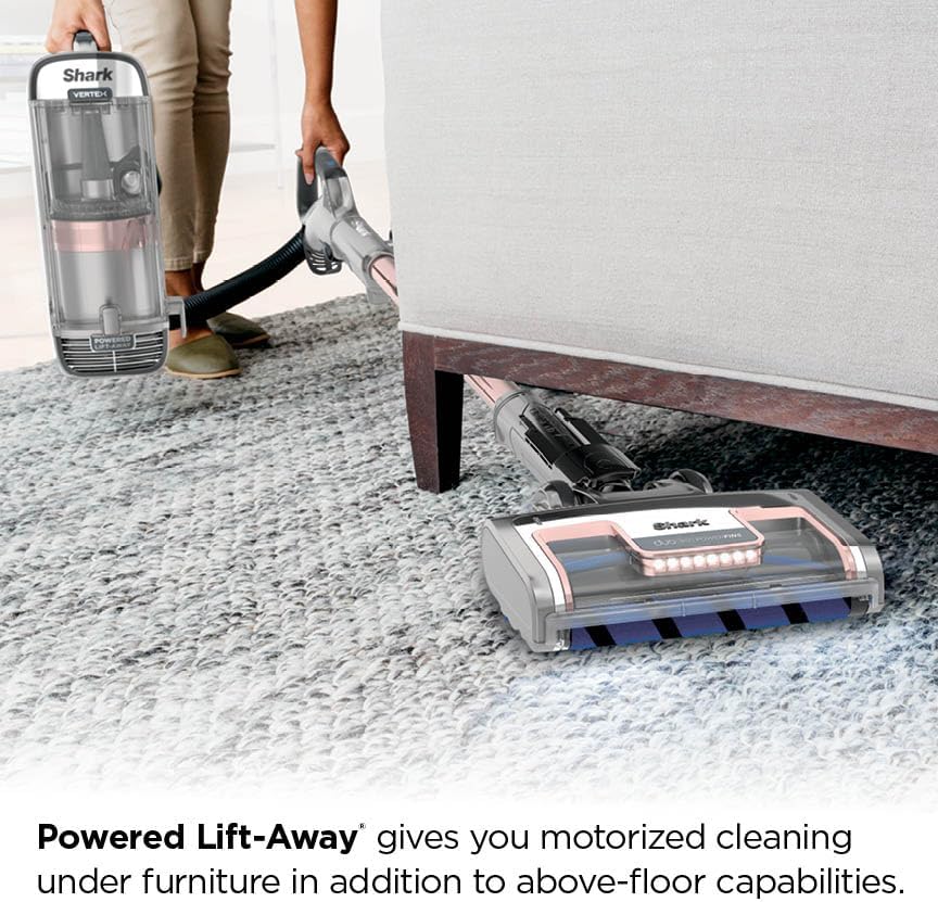 Shark AZ2002 Vertex Powered Lift-Away Upright Vacuum with DuoClean PowerFins, Self-Cleaning Brushroll, Large Dust Cup, Pet Crevice Tool, Dusting Brush & Power Brush, Silver/Rose Gold - Image 3