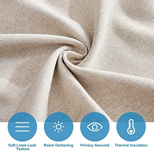RYB HOME Linen Blended French Door Curtains, Self Adhesive Shades - Image 5