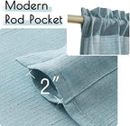 jinchan Kitchen Curtains and Valances Set 3 Pieces Linen Tiers and Valance 24 Inch Cafe Curtains with Valance Rod Pocket Farmhouse Small Drapes Set Rustic Country for Laundry Room Bathroom Blue - Image 6