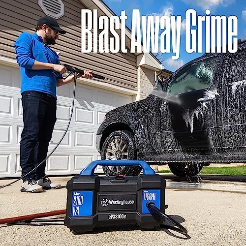 Westinghouse ePX3100v Electric Pressure Washer, 2100 Max PSI 1.76 Max GPM, Built-in Carry Handle, Detachable Foam Cannon, Pro-Style Steel Wand, 3-Nozzle Set, for Cars/Fences/Driveways/Home/Patios - Image 2