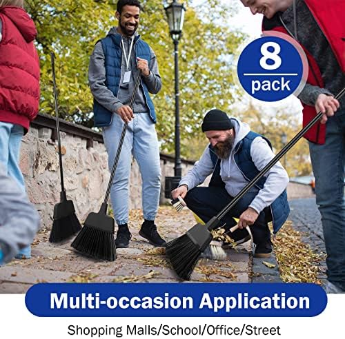 8 Pcs Outdoor Broom for Floor Cleaning 54 Inch Commercial Heavy Duty Broom Long Handle Kitchen Household Angle Brooms for Sweeper Sweeping Indoor Dust Hair Cleaner Corn Shop(Black) - Image 6