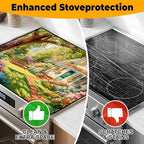 Happy Easter Stove Top Cover Flower Eggs Cute Rabbit Gas Stove Top Cover for Home Decoration Kitchen St. Patrick Day Pad Non-Stick Washable Cooktop Covers Countertop Protector (house, 28" x 20") - Image 6