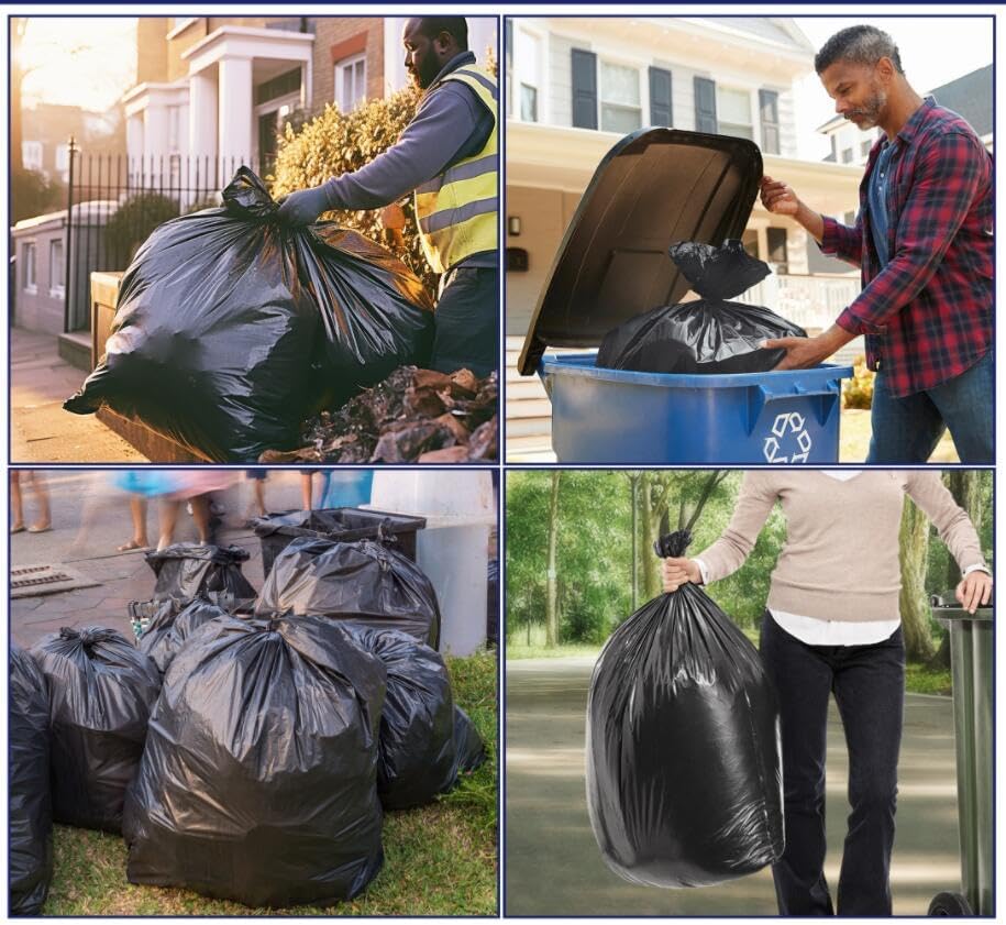 Teivio Large Black Trash Bags 64-65 Gallon 32 Count 60+ Gal Garbage Bags - Image 5