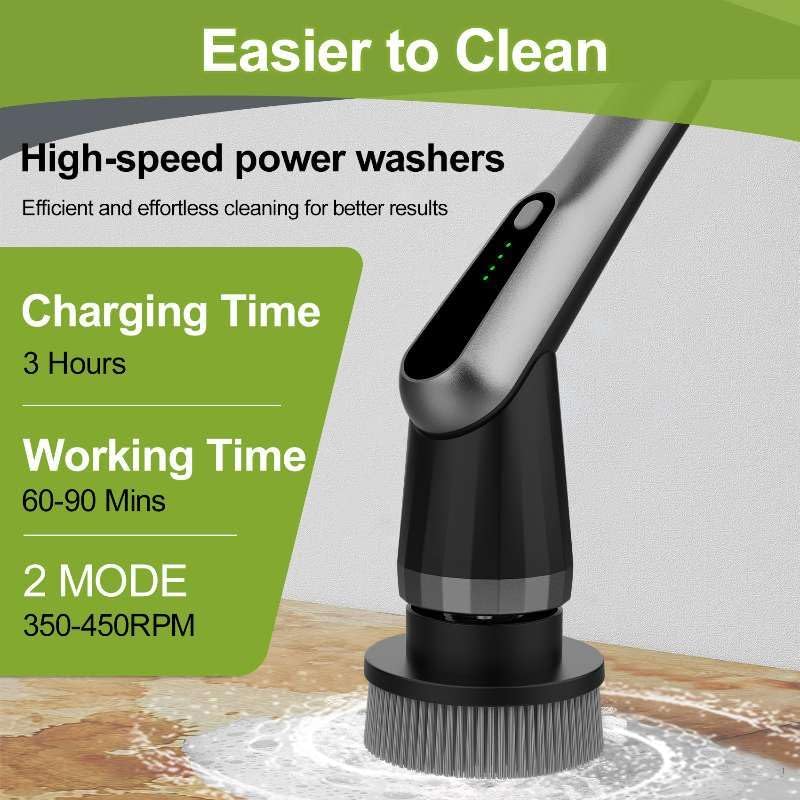 Electric Spin Scrubber, Cordless IPX7 Waterproof Dual Speed Shower Scrubber - Image 2