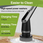 WKY-Electric Spin Scrubber - Upgraded 10-in-1 IPX7 Waterproof Shower Scrubber, Retractable Handle & 2-Speed for Toilet, Bathroom, Bathtub, Tile Floors - Image 3