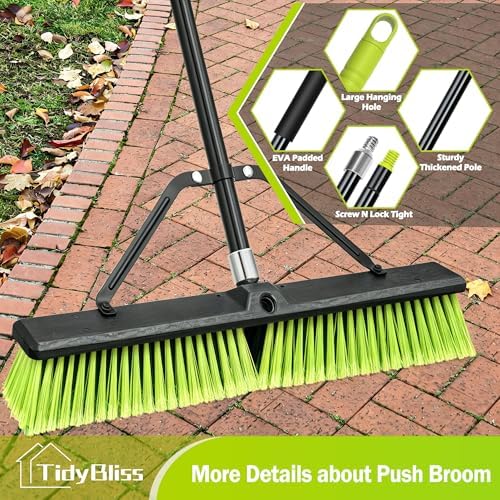 TidyBliss 24” Wide Push Broom Outdoor Heavy Duty with 63” Long Handle - Image 5