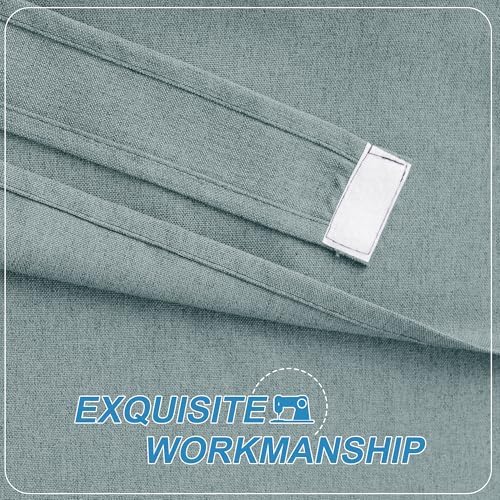 RYB HOME Linen Blended French Door Shades Self Adhesive, Privacy Room Darkening Glass Door Window Curtains for Kitchen Patio Sidelight Curtain Tie Up Shade, W 34 x L 69 inch, 1 Pc, Stone Blue - Image 3