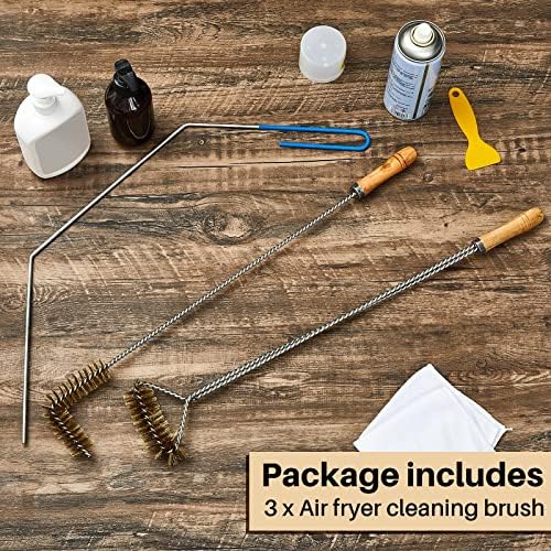 Nuenen 3 Pieces Fryer Cleaning Tools Including L Shaped Fryer Cleaning Brush, Deep Cleanout Rod and Long Handle Basket Brush, Good to 750f for Restaurant Accessories - Image 3