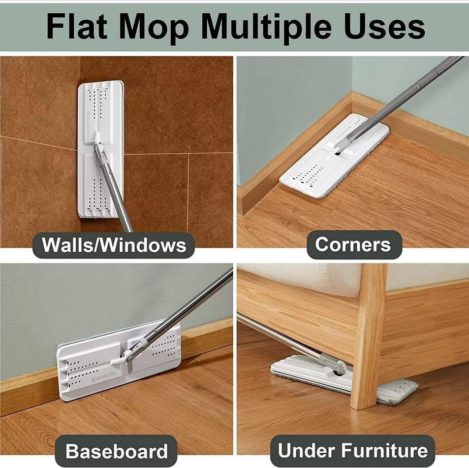 JOYMOOP Mop and Bucket Set for Home and Commercial Use, Flat Mop System with 3 Reusable Microfiber Pads, Floor and Wall Cleaner - Image 5
