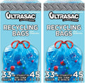 Ultrasac Blue Recycling Bags 33 Gallon 0.9 MIL,33.5" x 38" - - For Recycling,Kitchen,Industrial,& Commercial,45 Count (Pack of 2) by Ultrasac