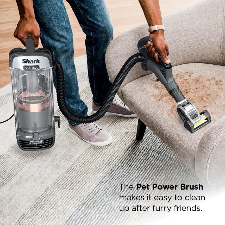 Shark AZ2002 Vertex Powered Lift-Away Upright Vacuum with DuoClean PowerFins, Self-Cleaning Brushroll, Large Dust Cup, Pet Crevice Tool, Dusting Brush & Power Brush, Silver/Rose Gold - Image 6